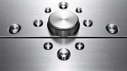 Polished Metal Control Panel With Circular Buttons