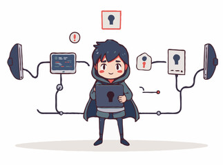 Cybercrime Prevention: Data Security Vector Illustration