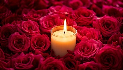 Candle, flickering, bed, roses, soft, delicate, fragrance, wax, warmth, petals, glow, romantic, serene, intimate, atmosphere, gentle, flicker, beauty, love, tranquility, peaceful, red, white, night, g