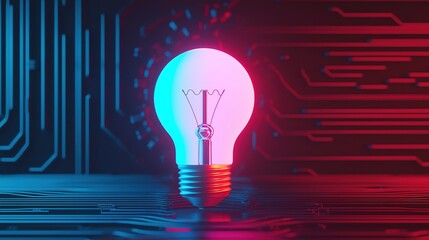 Creative thinking concept, a glowing lightbulb surrounded by colorful abstract patterns and gears, symbolizing the generation of bright ideas and new solutions