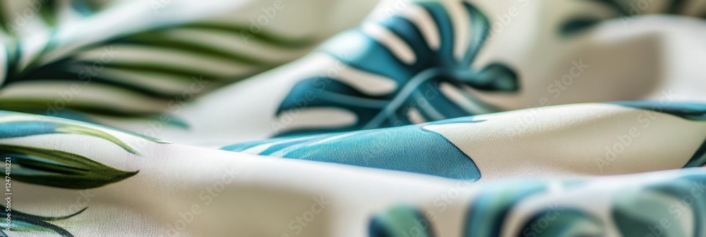 Poster light summer fabrics featuring tropical patterns for casual and stylish wardrobe choices. generative