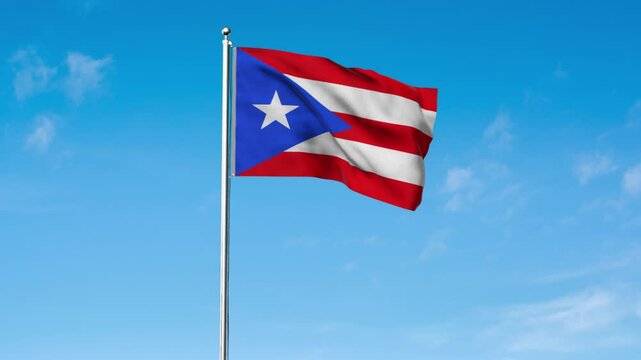 High detailed flag of Puerto Rico. National Puerto Rico flag. North America. 3D Render.