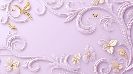 Lavender Background With Gold Accents And Floral Designs