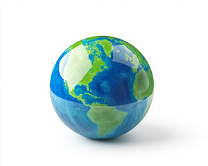 Fototapeta premium Realistic Earth globe featuring vibrant blue oceans and green continents, environmental awareness and geography illustration
