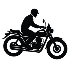 Fototapeta premium Silhouette of a Motorcyclist on a Classic Motorcycle