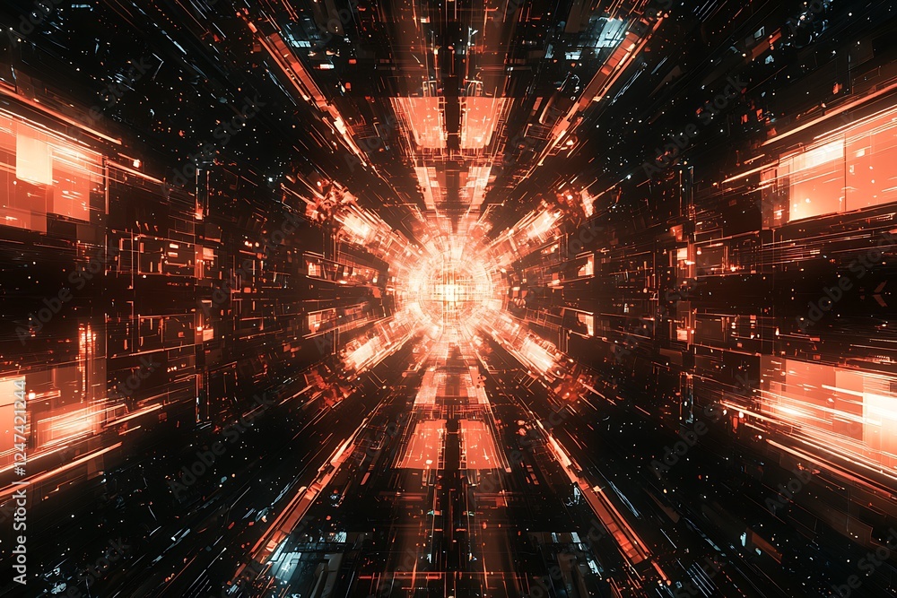 Aufkleber abstract futuristic technology background design, featuring digital innovation and 3d visual element