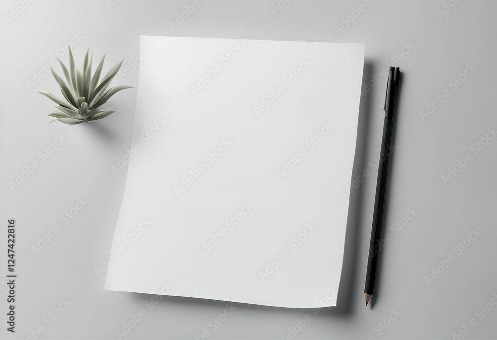 Poster mock note white template empty illustrating 3d paper sheet format a4 up blank isolated flier backgro