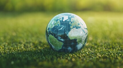 Futuristic globe symbolizing sustainable business development in 2025 with focus on SDGs, ESG, and Net Zero, emphasizing technology's role in transitioning to a greener