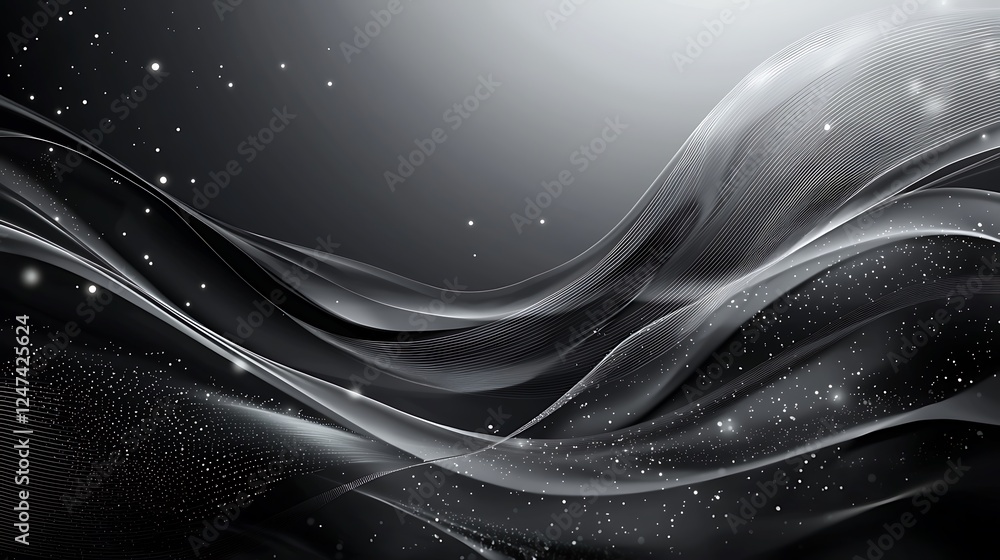 Aufkleber abstract grey background poster with dynamic technology network visuals, symbolizing innovation and 