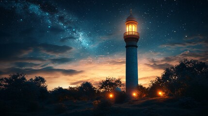 Obraz premium Illuminated mosque at night