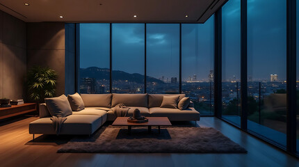 modern living room with a window