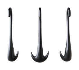 Fishing hooks display workshop product showcase indoor isolated on transparent background