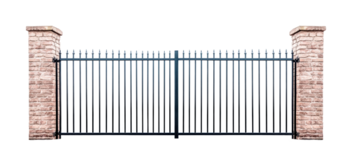 Stylish iron fences modern security for outdoor spaces isolated on transparent background