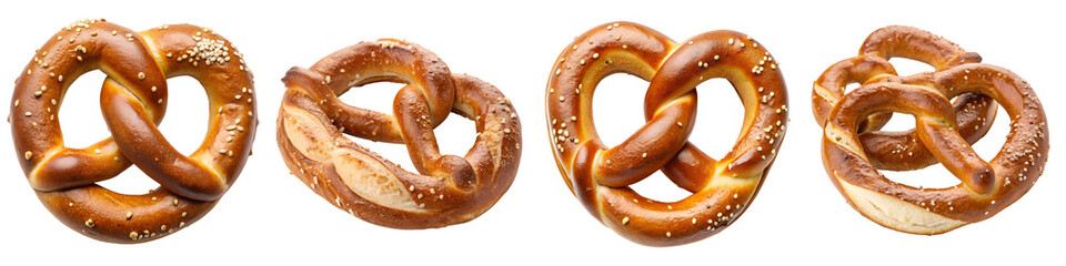 German pretzel isolated on transparent background PNG file