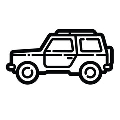 Off-Road SUV Car Outline Icon Isolated On White Background