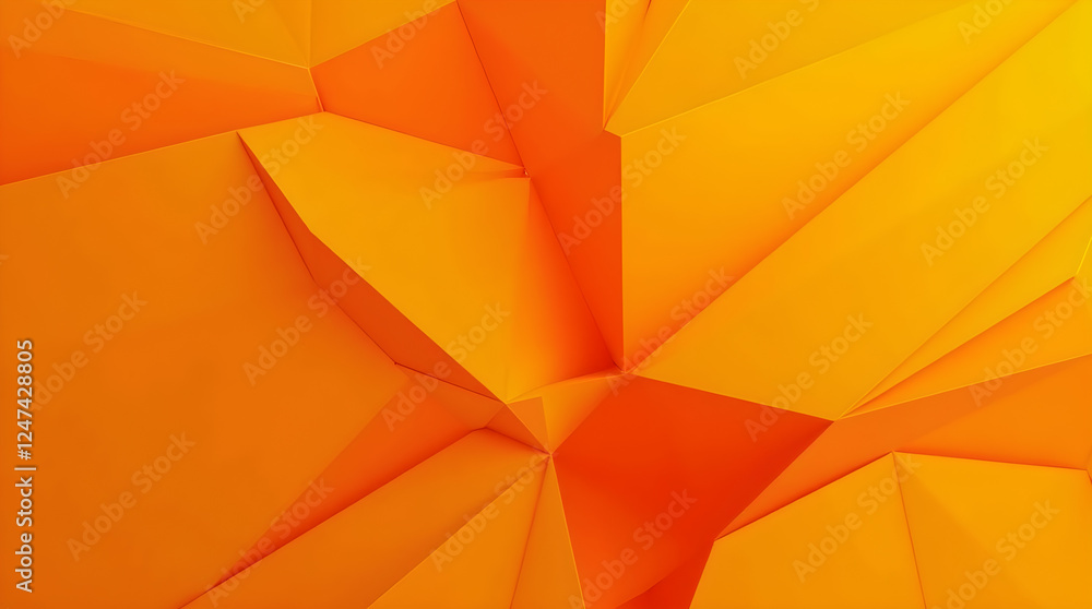 Poster abstract orange geometric background: modern low poly design with vibrant color gradients & angular 