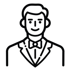 Gentleman In Suit Outline Icon Isolated On White Background