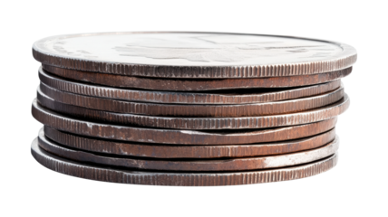 Coin stacking technique home tutorial indoor isolated on transparent background