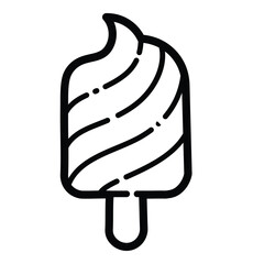 Ice Cream Popsicle Outline Icon Isolated On White Background