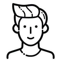 Trendy Young Man Outline Icon Isolated On White Background