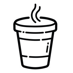 Hot Coffee Cup Outline Icon Isolated On White Background
