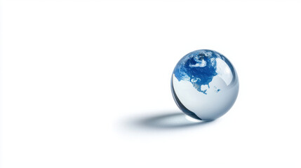 Fototapeta premium crystal globe with blue oceans and white continents, symbolizing Earth