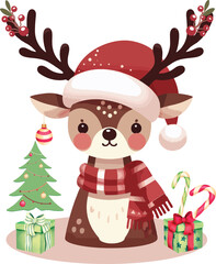 Fototapeta premium Reindeer Vector With Gift Box