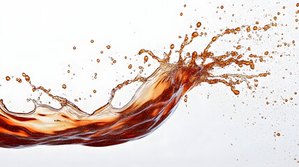 Dynamic splash of coke isolated on a white background, capturing the moment of a refreshing burst of fizzy cola in mid-air