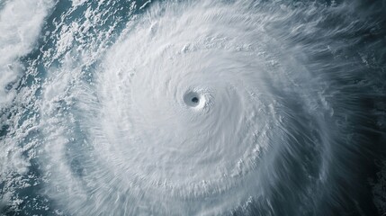 Satellite image of a powerful hurricane over the Gulf of Mexico, showcasing the eye of the storm and massive swirling cloud formations, vivid details of the storm's structure with dramatic contrasts 