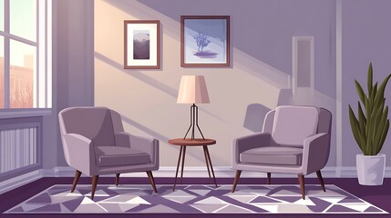 Sunlit Living Room With Two Armchairs And Decor