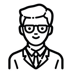 Businessman Glasses Outline Icon Isolated On White Background