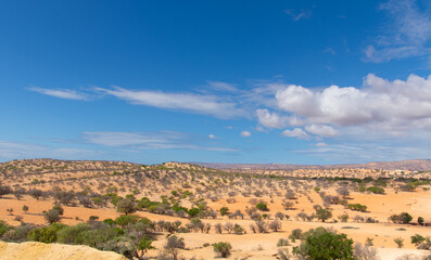 desert setting of the Atlas mountains in the region of Tafraoute au Marco