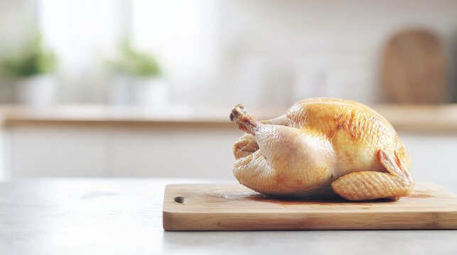 Fresh chicken on a wooden cutting board