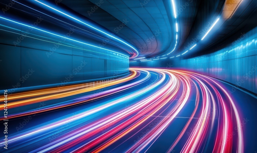 Poster abstract colorful light trails in motion, creating a dynamic and energetic visual with futuristic to