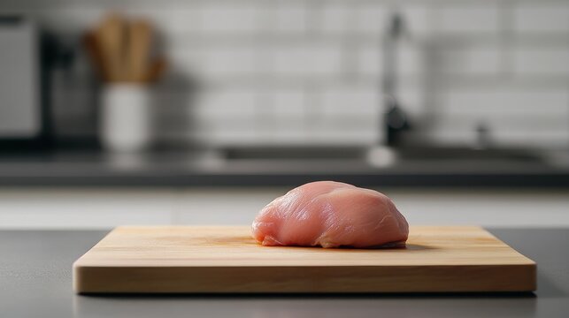 Fresh chicken on a wooden cutting board