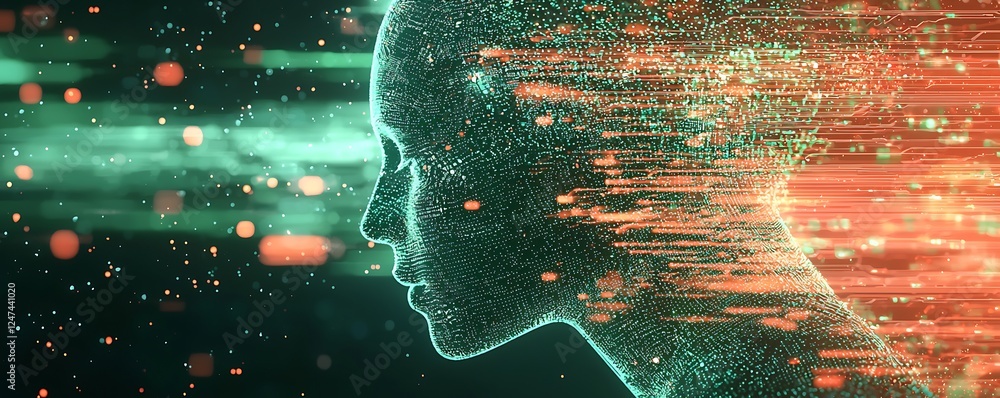 Aufkleber abstract technology background visualizing artificial intelligence and big data in a 3d rendering