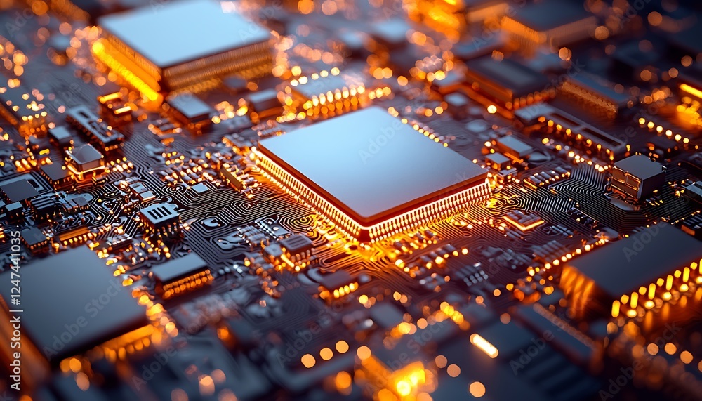 Poster abstract technology background with circuit board texture, symbolizing electronics, communication, a