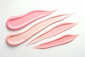Various pink nail polish swatches on clean white background