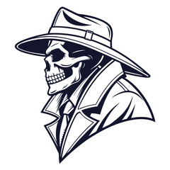 Skull mafia gangster head vector.