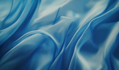 Obraz premium Elegant folds of deep blue satin fabric glowing with a subtle sheen, highlighting its smooth texture and rich tones under soft lighting