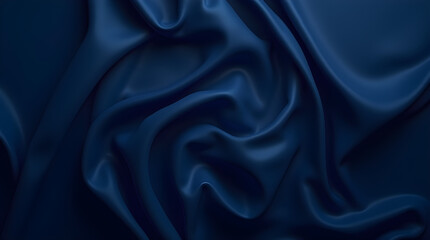 Obraz premium Luxurious Deep Blue Smooth Satin Textile Texture Background - Elegant Draped Fabric