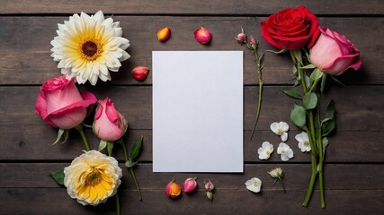 White sheet of Paper, Letter surrounded by flowers