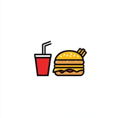Simple cartoon hamburger and soda
