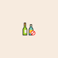 No Alcohol icon flat vector design. 