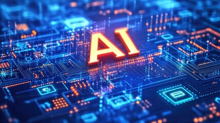 Obraz premium Artificial Intelligence (AI) Circuit Board Technology Futuristic Concept