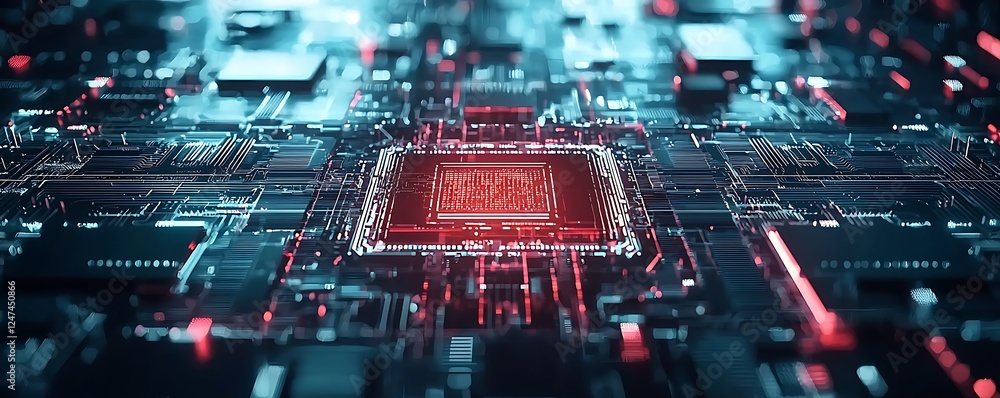 Poster abstract technology cover with circuit board patterns, perfect for a high-tech brochure design conce