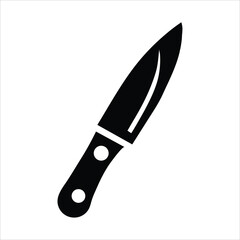Knife isolated on white background, Knife silhouette, Realistic kitchen knife vector icon