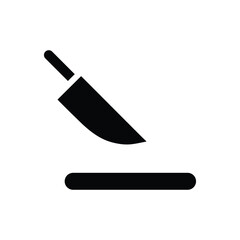 Cutting board with  knife linear icon isolated on white background 