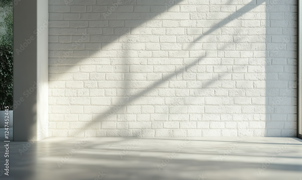 Poster clean white brick wall with subtle texture and soft shadows, perfect for modern and minimalistic des