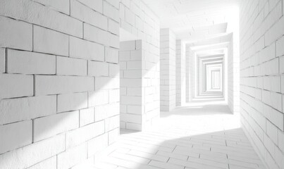 Obraz premium Clean white brick wall with subtle texture and soft shadows, perfect for modern and minimalistic design concepts